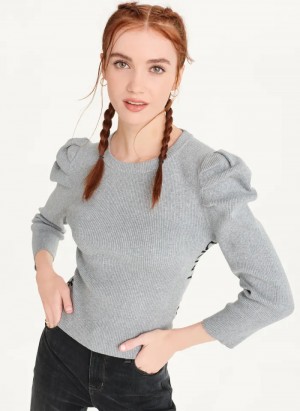 Avenue Grey Women's Dkny Puff Sleeve Sweaters | 394MFQWVK