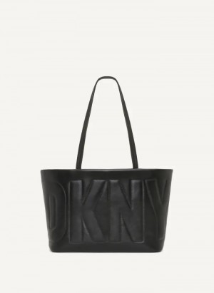 Black/Gold Women's Dkny Elsa Medium Tote Bags | 081XRDJWQ