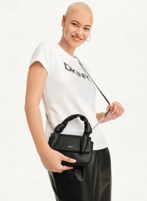 Black/Silver Women's Dkny Sophie Crossbody Bags | 651TUPWFM