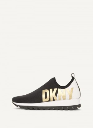Black/White Women's Dkny Azer - Slip On Runner Sneakers | 120JALMKI