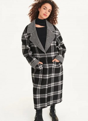 Black/White Women's Dkny Long Coats | 548QPTLZK