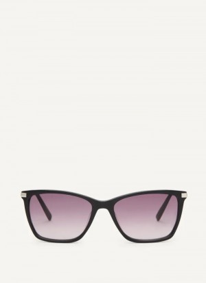 Black Accessories Dkny Modified Modern Rectangle Sunglasses | 362IFJEVP