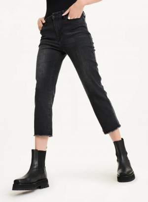 Black Women's Dkny Foundation Slim Stright Crop Jeans | 697JRQUBX