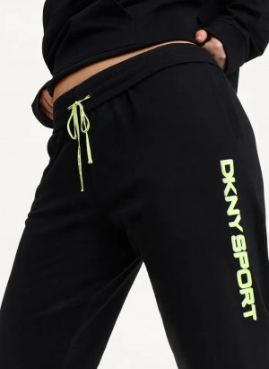 Black Women's Dkny Layered Shadow Logo High Rise Relaxed Jogger Pants | 205YLBXCR