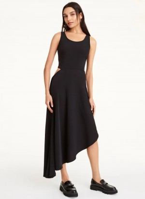 Black Women's Dkny Maxi Asymmetrical Dress | 579HAODEQ