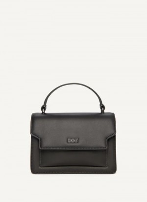 Black Women's Dkny Millie Leather Top Handle Crossbody Bags | 620JOQEWZ