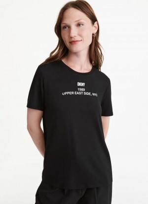 Black Women's Dkny Neighborhood Souvenir - Upper East Side T Shirts | 168CPWDHK