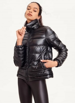 Black Women's Dkny Packable Ripstop Puffers | 648TFZYPB