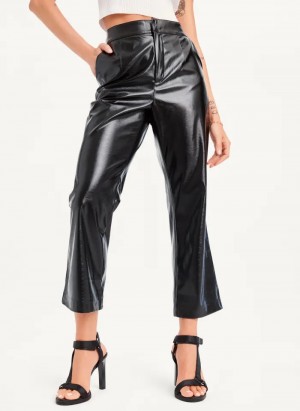 Black Women's Dkny Patent Leather Flared Pants | 604YEOZVT