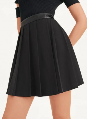 Black Women's Dkny Pleated Mini Skirt | 609MPACUR