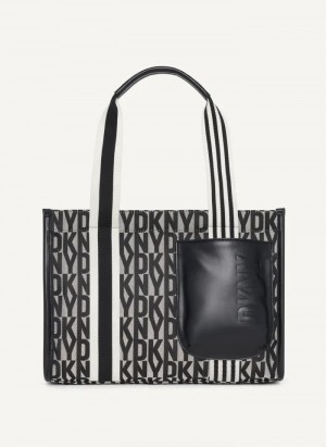 Black Women's Dkny Prospect Jacquard Large Tote Bags | 937SVZEHA