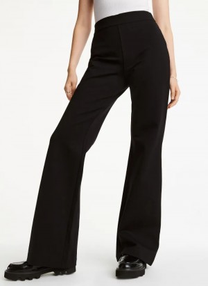 Black Women's Dkny Pull On Silky Ponte Flare Pants | 037XISCET