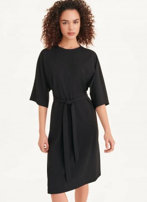 Black Women's Dkny Short Sleeve Kimono Dress | 839RBTFKX