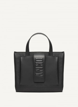 Black Women's Dkny Uptown Exotic Leather Small Tote Bags | 548JHVOFE