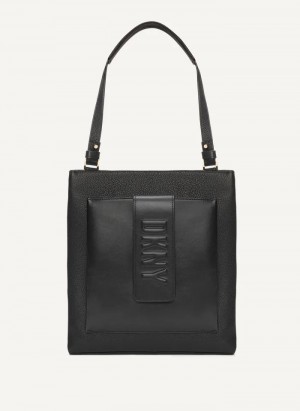 Black Women's Dkny Uptown Exotic Leather Hobo Bag | 398LYKIJM