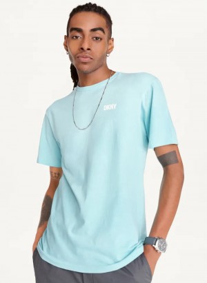 Blue Men's Dkny Cold Pigment Dyed T Shirts | 029QUXAVR
