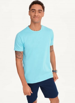 Blue Men's Dkny Cotton Poly Pique T Shirts | 025OMQZLP