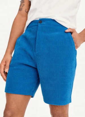 Blue Men's Dkny Knit Cord Pull On Shorts | 349GOFTHD