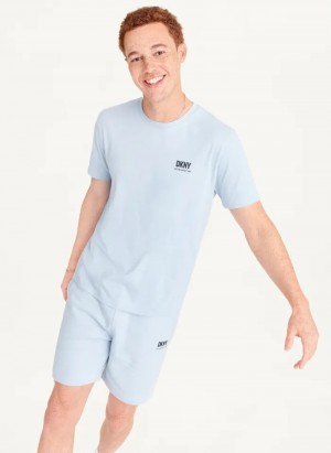 Blue Men's Dkny Left Chest T Shirts | 368ZBWVND