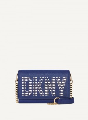 Blue Women's Dkny Essex Saffiano Slim Crossbody Bags | 802EAPGDF