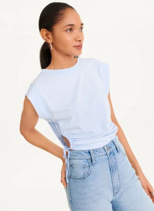 Blue Women's Dkny Short Sleeve Side Cut T Shirts | 274VLIHFA