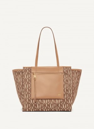 Chino/Cashew Women's Dkny Pax Large Tote Bags | 862HYCTVD