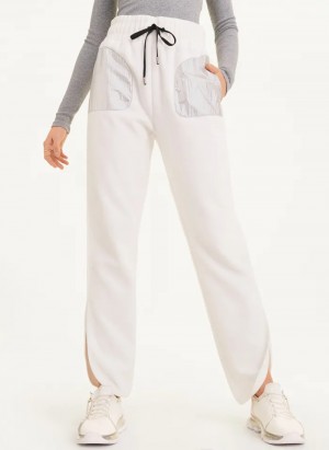 Cream Women's Dkny Fleece Pocket Pants | 238BJDNFL