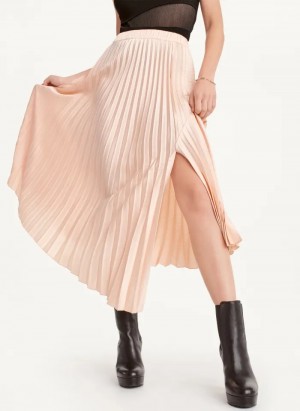 Gold Sand Women's Dkny Asymmetrical Hem Pleated Maxi Skirt | 413BDRGXH