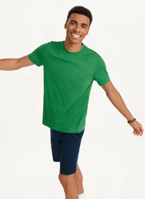 Green Men's Dkny Cotton Poly Pique T Shirts | 318VRZLPG