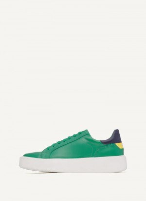 Green Men's Dkny Stacked Court Sneakers | 871PGTXQJ