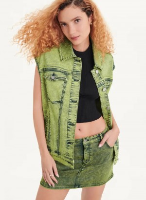 Green Women's Dkny Oversized Denim Vest | 729ERJCFW