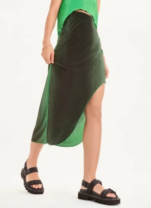 Green Women's Dkny Pleated Skirt | 921HBXUGV
