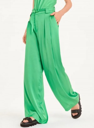 Green Women's Dkny Wide Leg Pants | 391HQJFVZ