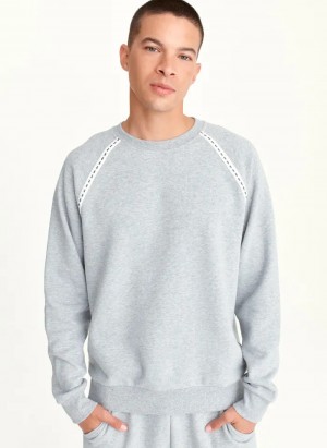 Grey Men's Dkny Long sleeve Crew With Logo Tape Detail Sweaters | 238RWJIMD