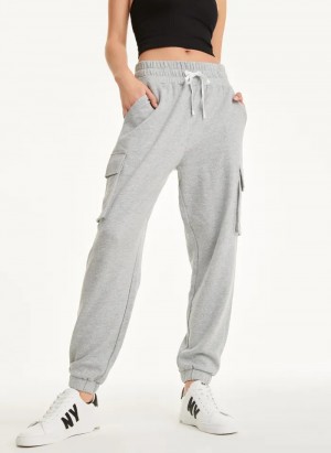 Grey Women's Dkny Cotton Jersey Cargo Jogger Pants | 456JNXLOY