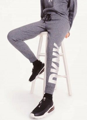 Grey Women's Dkny Exploded Logo Jogger Pants | 160RWJZMF