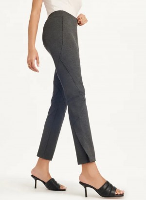 Grey Women's Dkny Slim Seamed & Side Slit Pants | 982RZFTWC