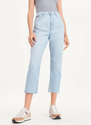 Ice Wash Women's Dkny Broome Cropped Distressed Jeans | 478DOXFPJ