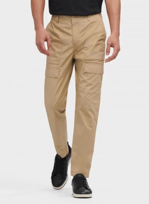 Khaki Men's Dkny Slim Fit Cargo Pants | 034IRYWND