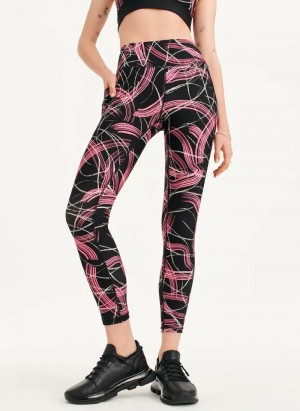 Laser Pink Women's Dkny Electric Shock Print High Waist Leggings | 403JXVTCR
