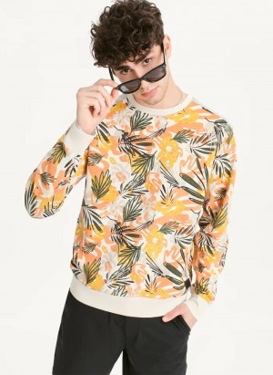 Melon Men's Dkny Exploded Palms Print French Terry Sweaters | 853IGTZMD