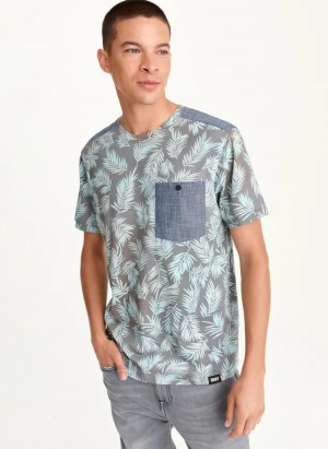 Mint Men's Dkny Palm Print Crew T Shirts | 956VWNCTA