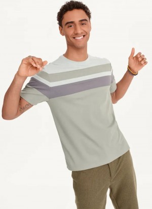 Moss Men's Dkny Block Short Sleeve Crewneck T Shirts | 083YXBRHL