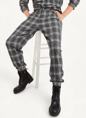 Multi Men's Dkny Nylon Trim Plaid Jogger Pants | 342ZWUJIF