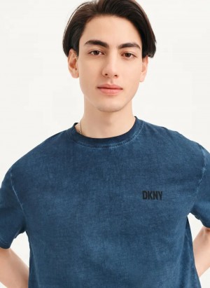 Navy Men's Dkny Cold Pigment Dyed T Shirts | 952WNYUDZ
