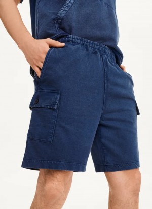 Navy Men's Dkny Pigment Garment Dye Shorts | 584SBTQAL