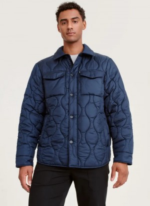 Navy Men's Dkny Round Quilted Jacket | 720PUCDBI