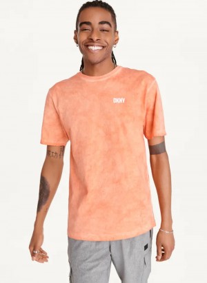 Orange Men's Dkny Cold Pigment Dyed T Shirts | 780JSGQAC
