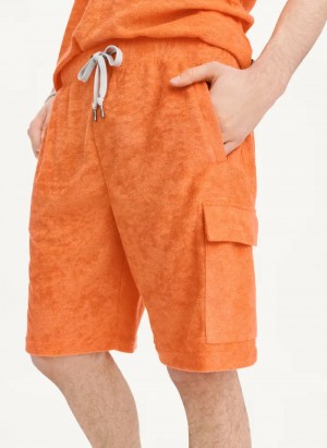 Orange Men's Dkny Toweling Cargo Shorts | 425AZFHXS
