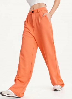 Orange Women's Dkny French Terry Wide Leg Pants | 625OMZIKT
